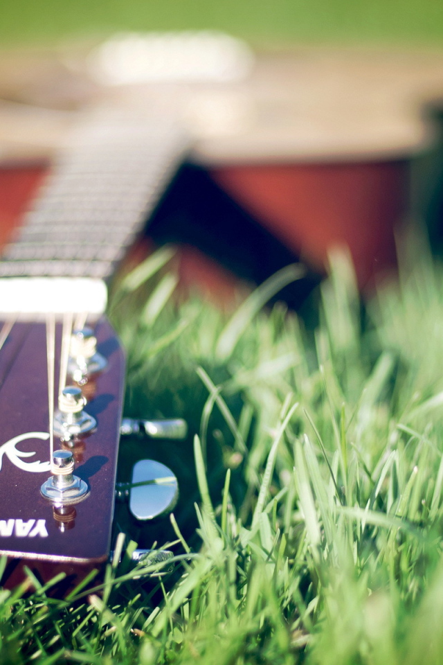 Гитара лежит на траве