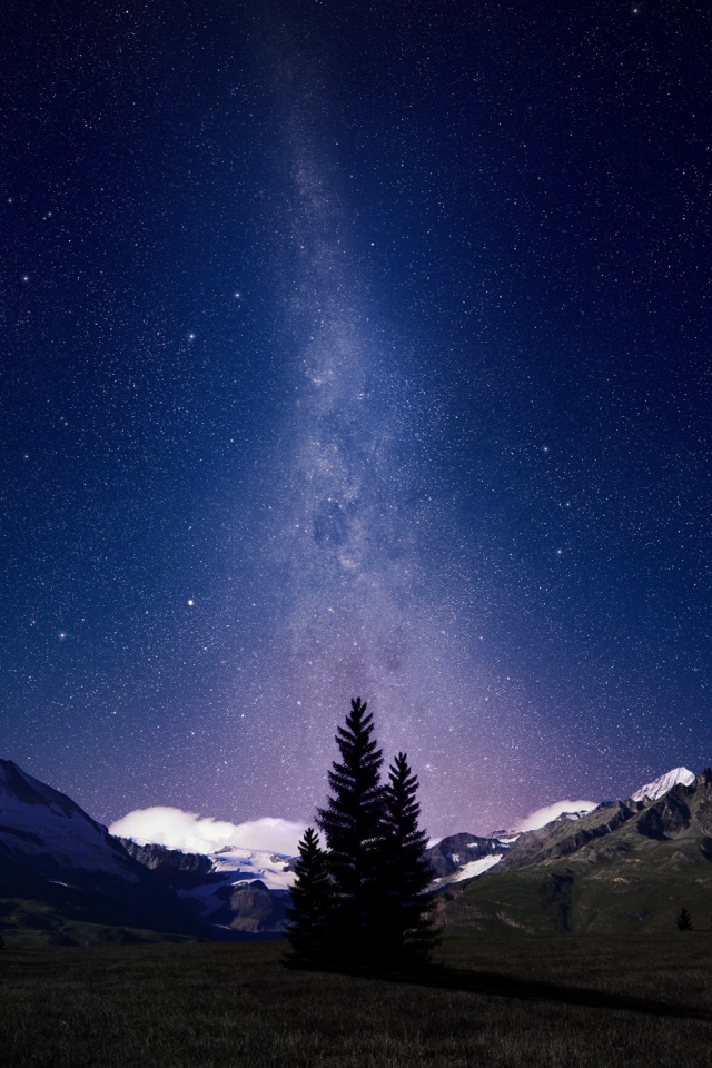Swiss alps night sky