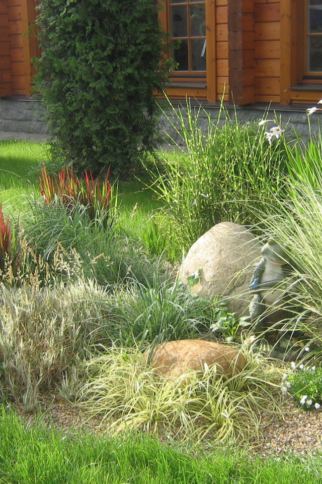 Красивая альпийская горка возле дома