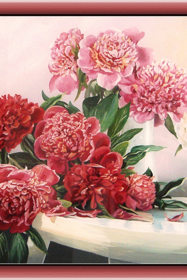 Красивая картина цветы пионы
