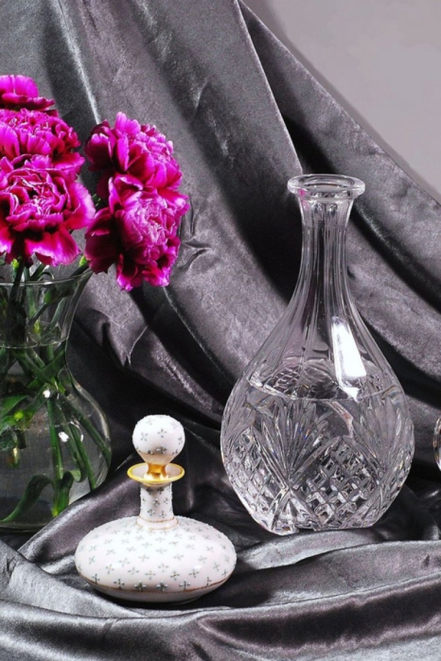 Букет цветов в стеклянной вазе