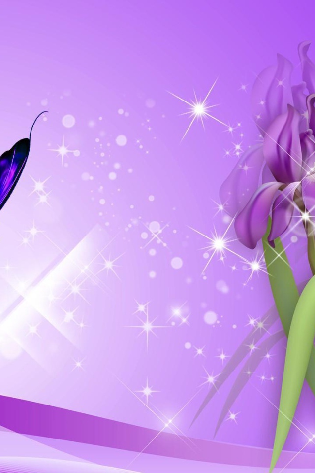 Бабочка на ирисах