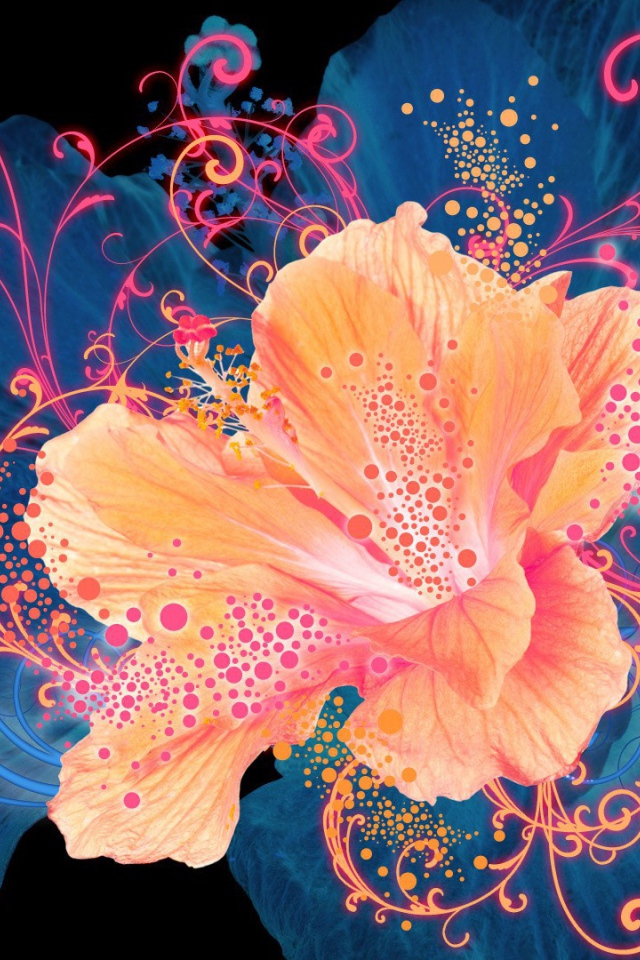 Рисунок цветка с бабочками