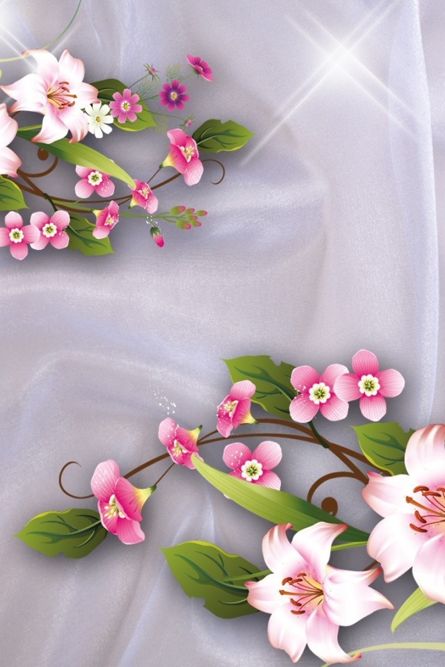 Орнамент из розовых цветов