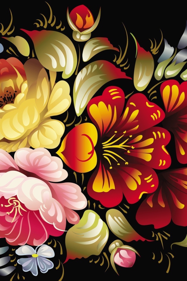 Цветы на черном фоне