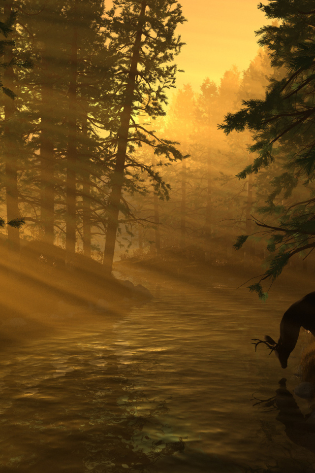 Олень в лучах солнца