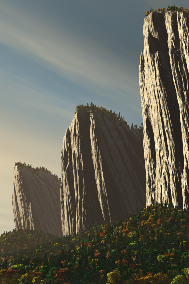 Скалы освещенные закатом