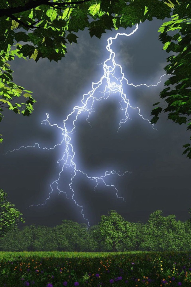 Пейзаж с молнией