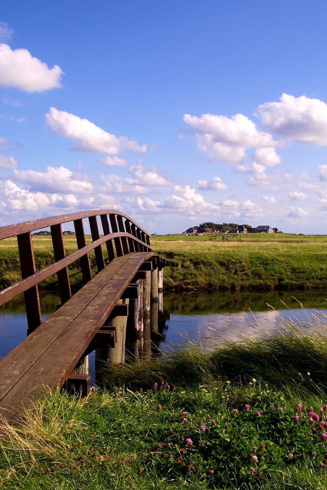 Деревянный мост через реку