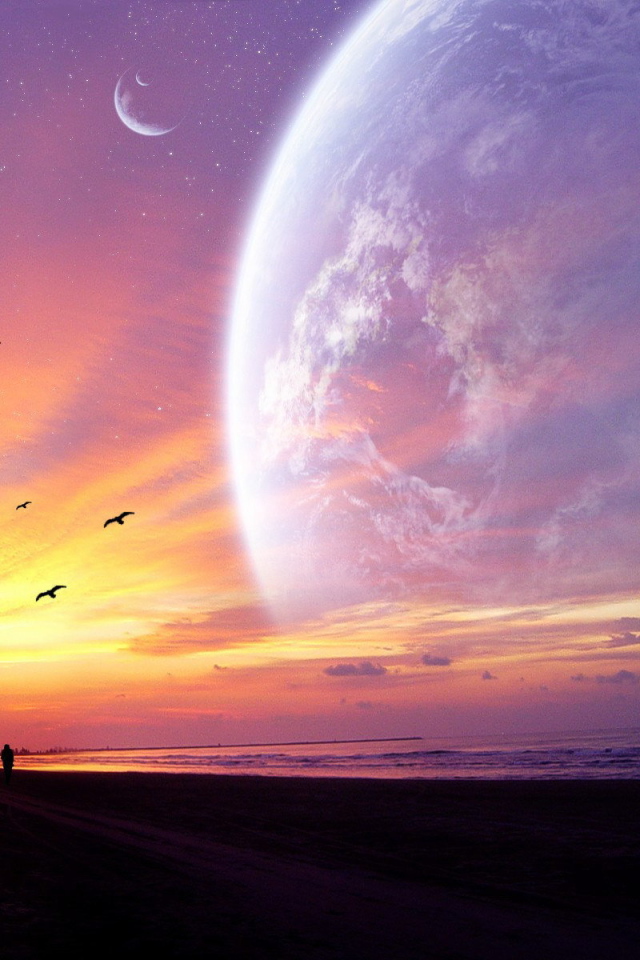 Люди смотрят на закат