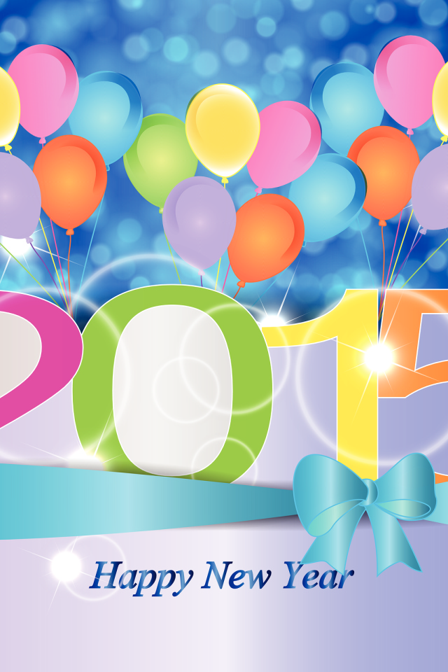 Новый год с разноцветными шарами