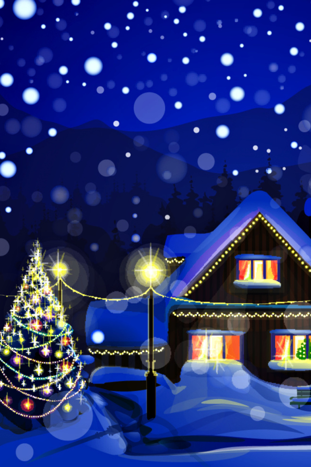 Дом украшенный на Новый год