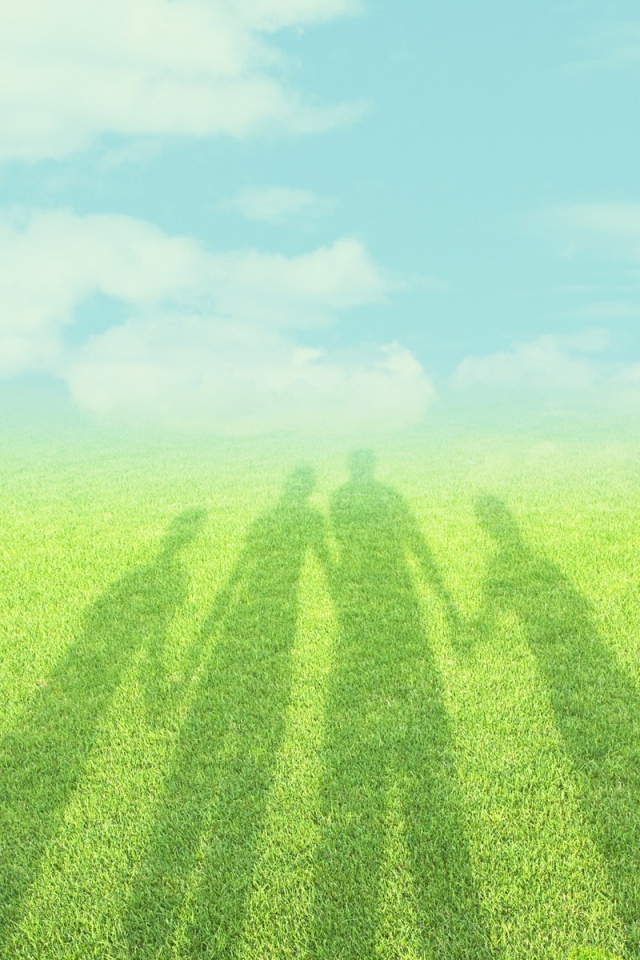 Тень семьи на траве