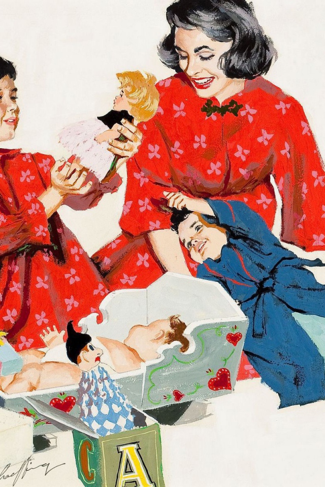 Семья открывает подарки