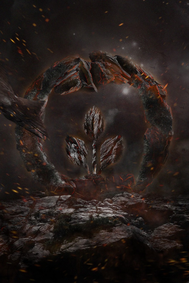 Каменный знак и птица