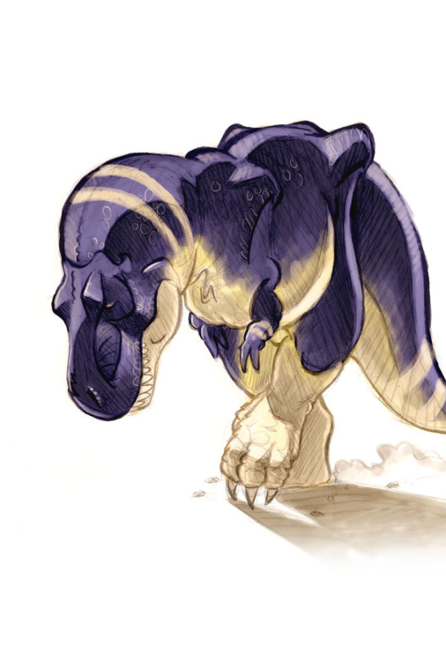 Динозавр у корзины