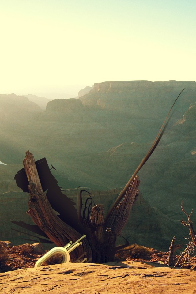 Абстракция на фоне гор