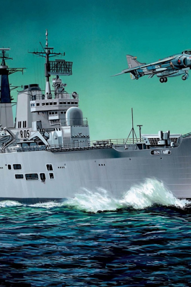 Самолет над британским авианосцем