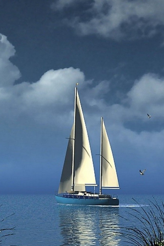 Парусная яхта в море