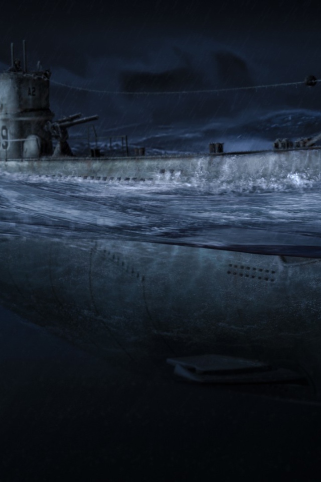 Подлодка в темноте ночи