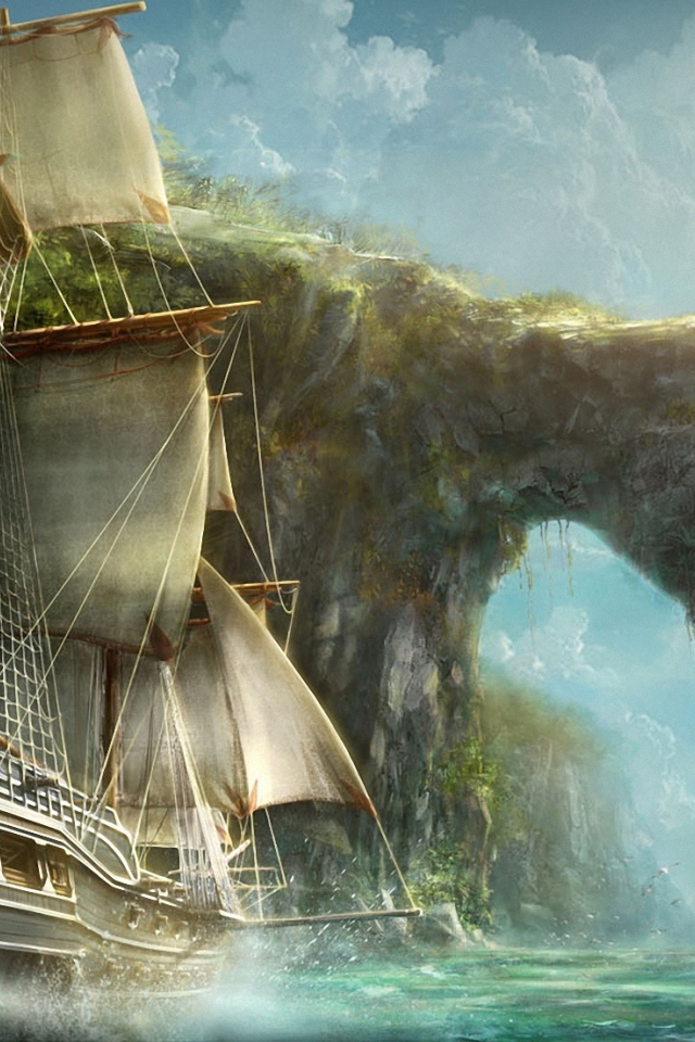 Парусник идет в арку