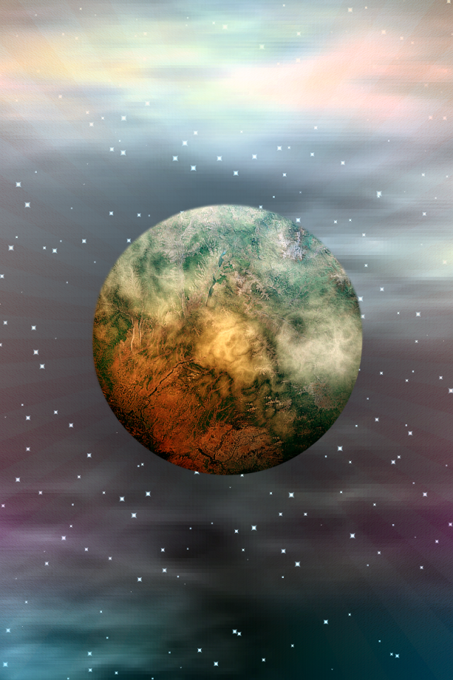 Планета в разноцветном космосе