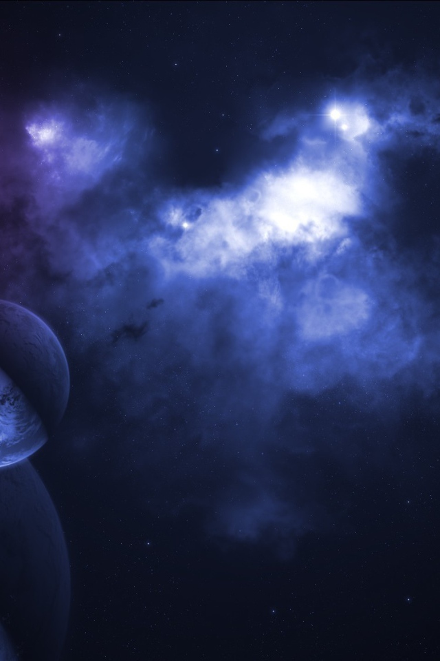 Космические корабли летят у планеты