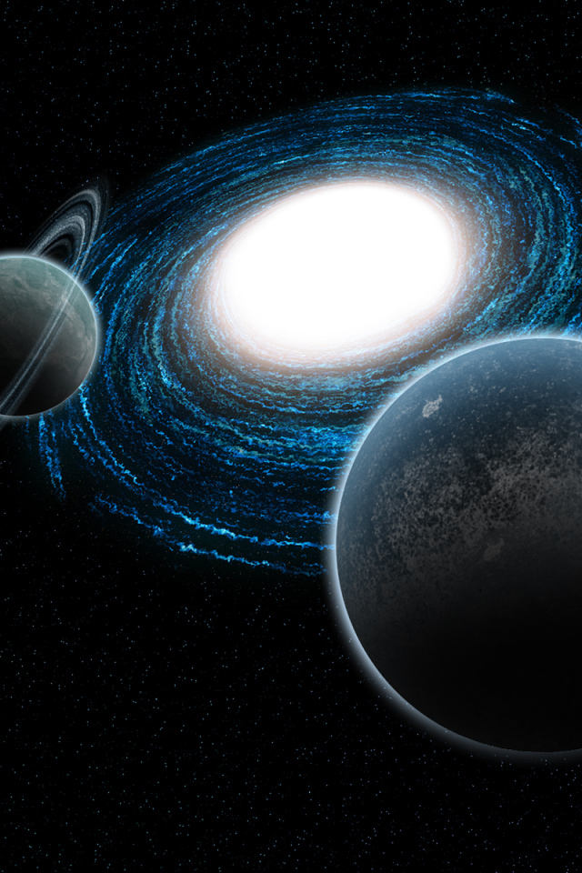 Спиральная галактика и планеты