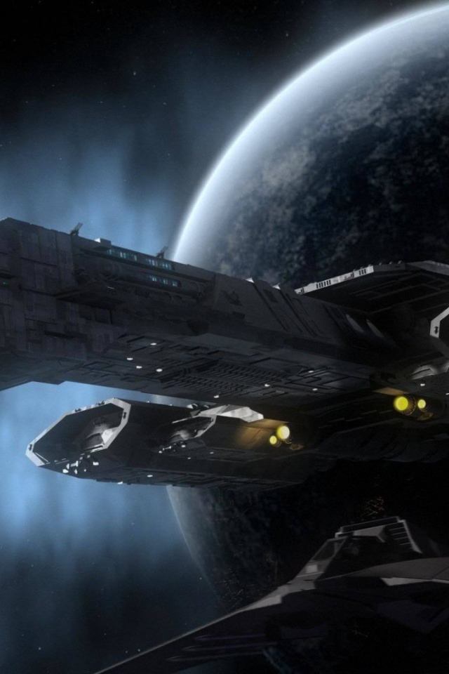 Корабль на фоне планеты