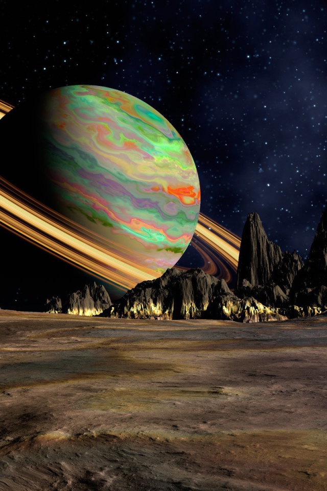 Вид на Сатурн со спутника