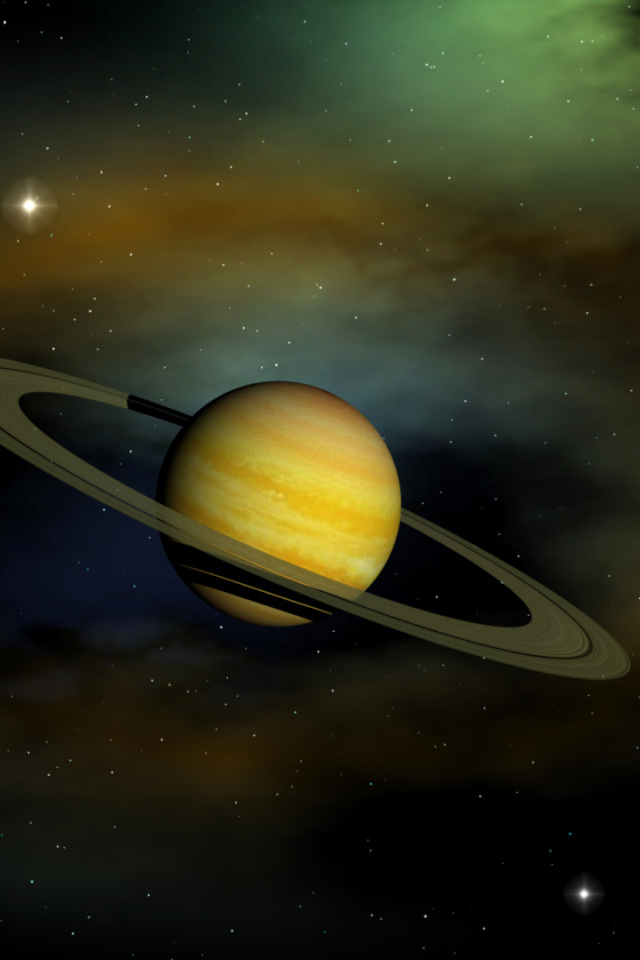 Yellow planet with a ring
