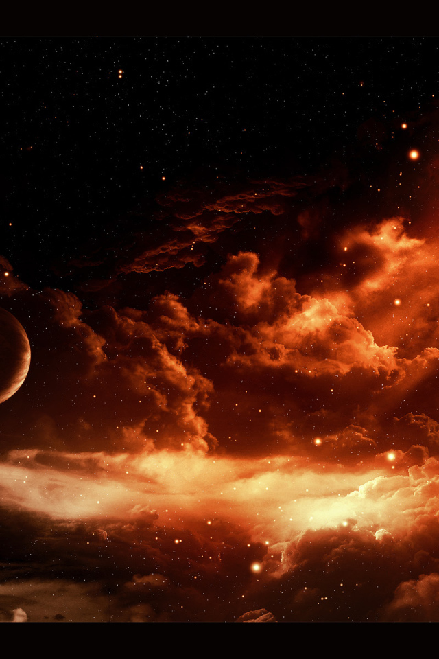 Луна и звезды в облаках