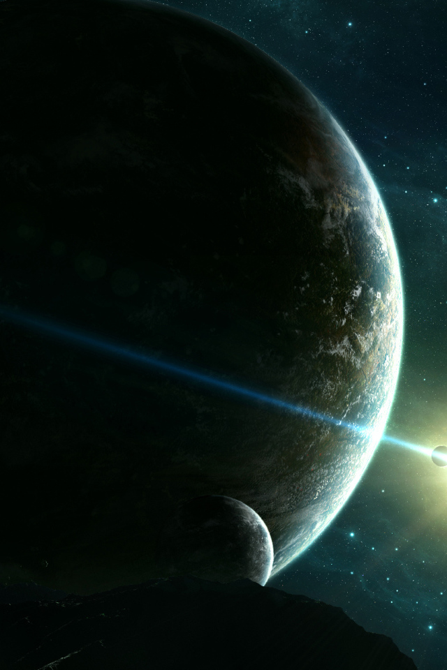 Вид на планету с астероида