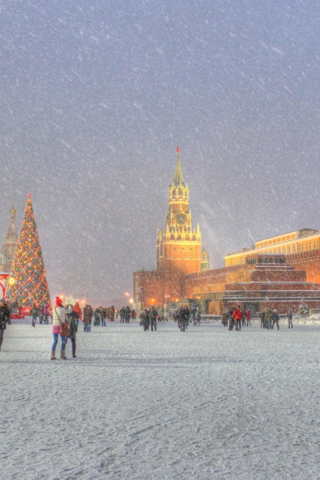 Snow in Moscow on Red Square