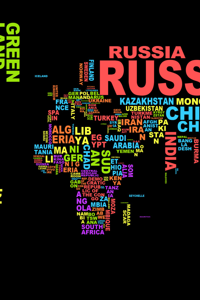 Названия стран на карте