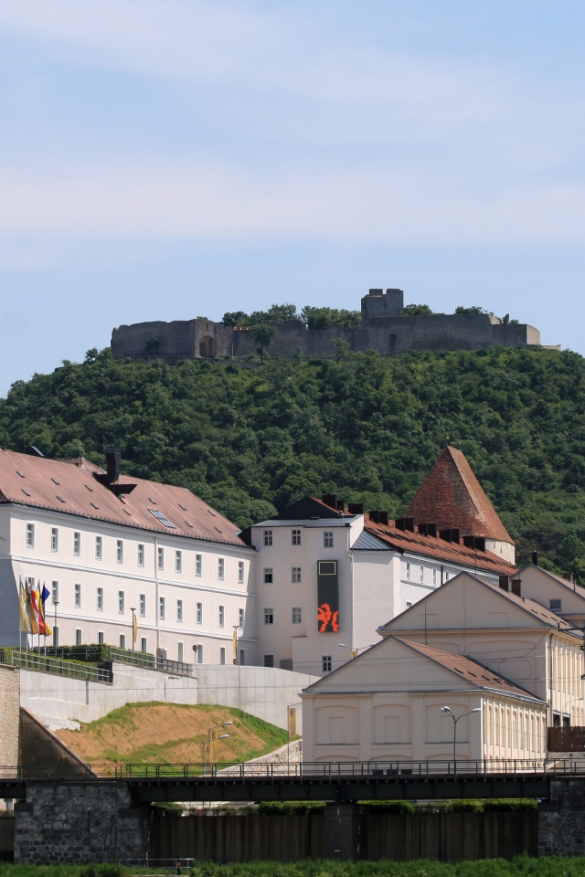 Дома на фоне холма в городе Гайнберг, Австрия