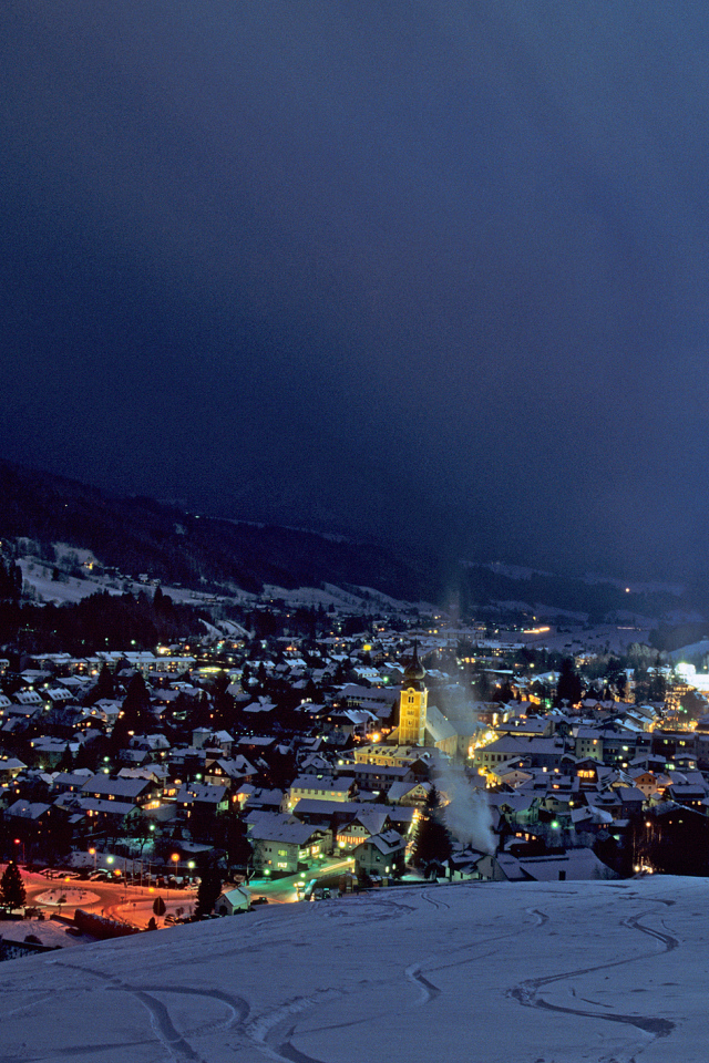 Ночь на горнолыжном курорте Шладминг, Австрия