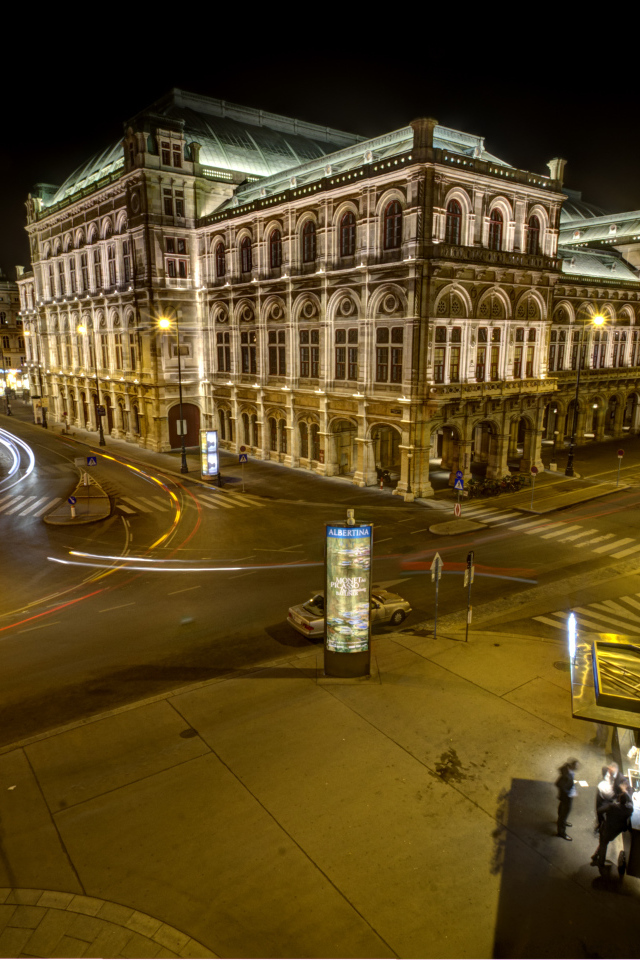 Ночные огни в городе Вена, Австрия