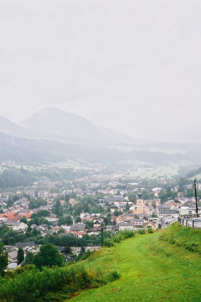 Панорама города на горнолыжном курорте Шладминг, Австрия