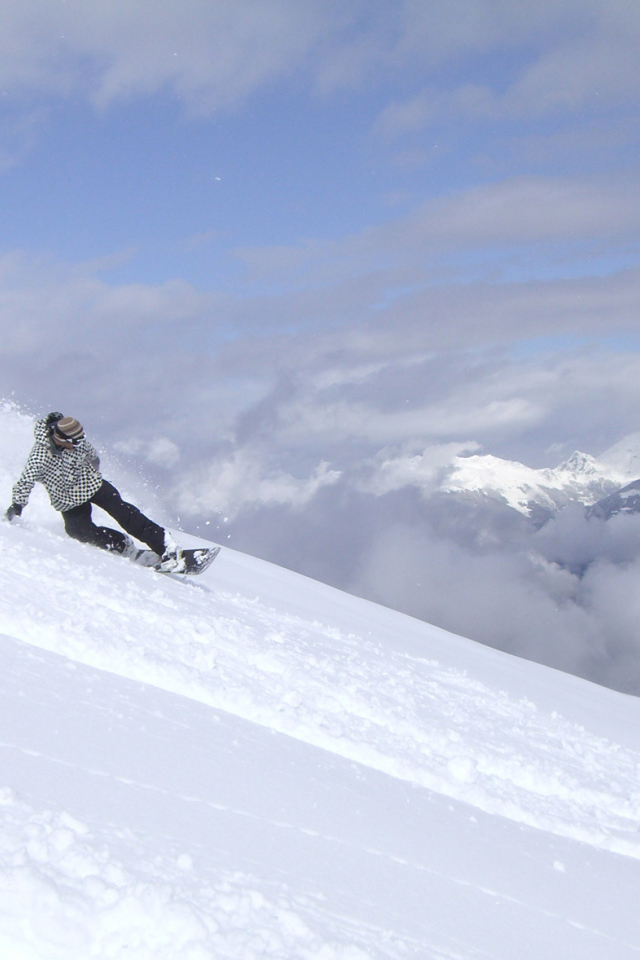 Snowboarder on ski resort Serfaus, Austria