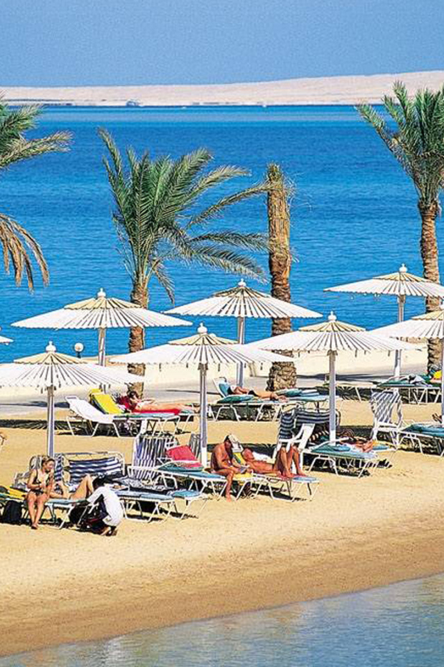Golden Beach in the resort of Hurghada, Egypt