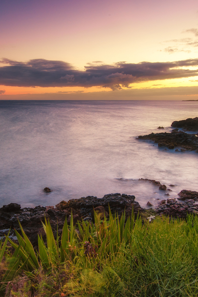Красивый закат на Гавайях