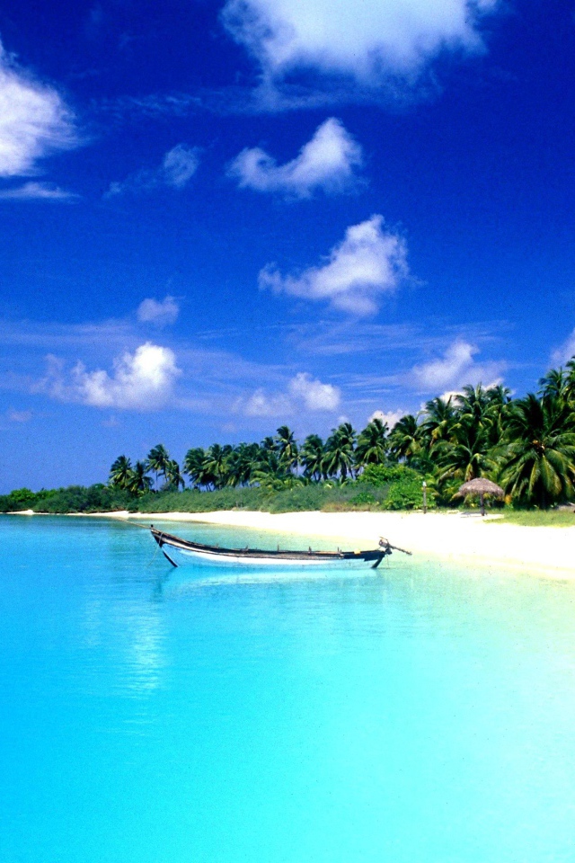 Белая лодка на лазурной воде в Гоа