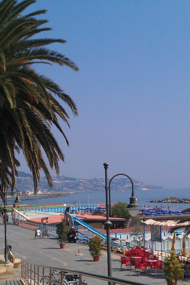 Пальмы на берегу в Сан Ремо, Италия