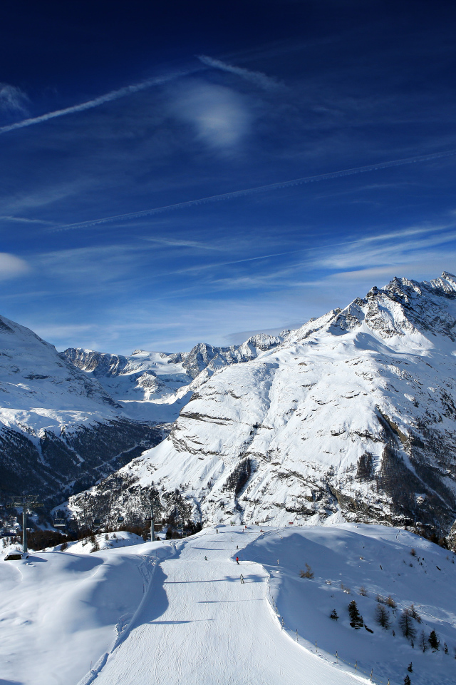 Winter holiday in the ski resort of Cervinia, Italy