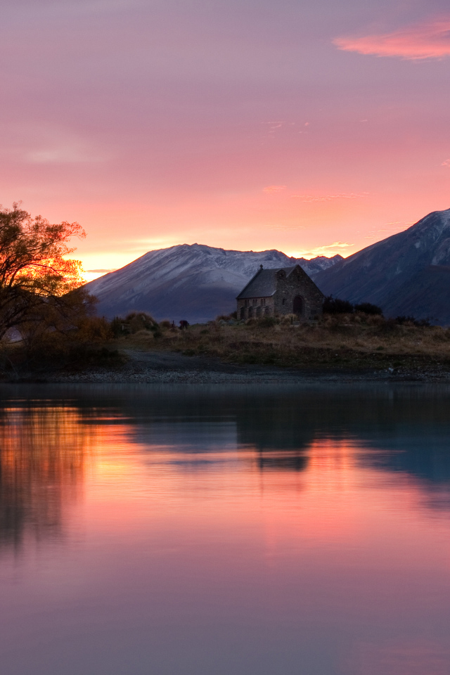 Рассвет на озере Текапо, Новая Зеландия