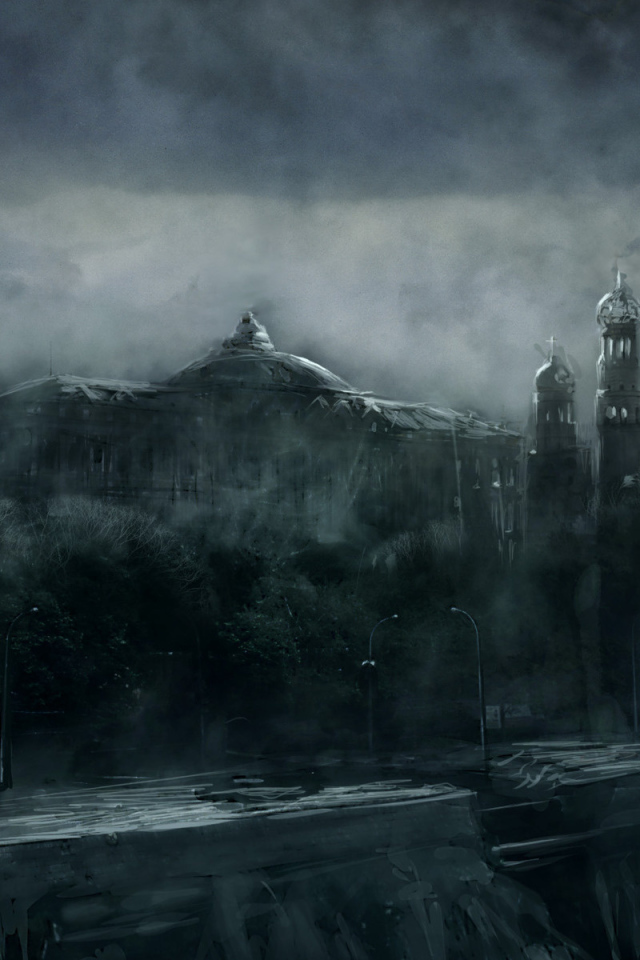 Мрачный вид на Кремль