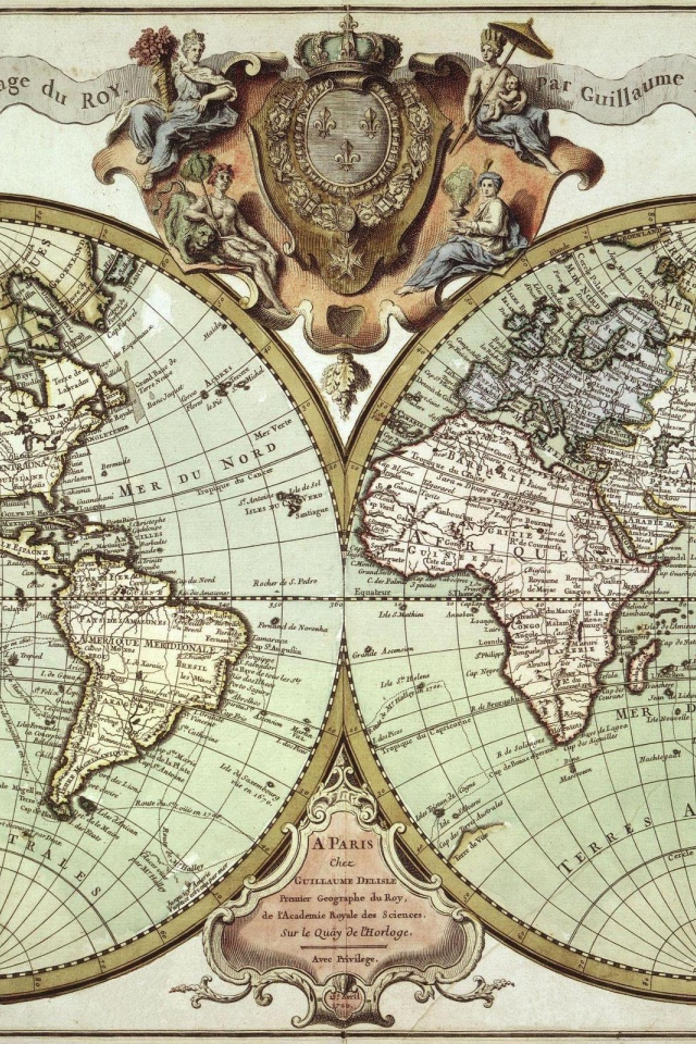 Красивая старинная карта Мира