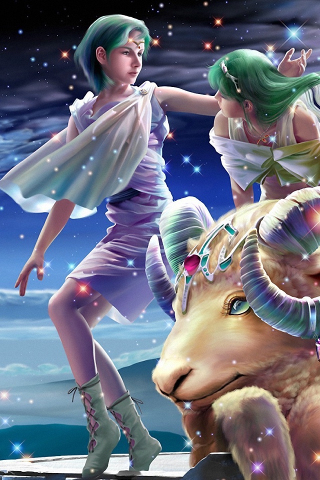 Овен на фоне звезд