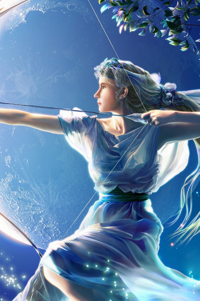 Стрелец на фоне Луны